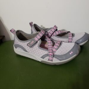 Ryka Womans Pink and Gray Velcro Strap Shoes Sneakers Kailee 10
